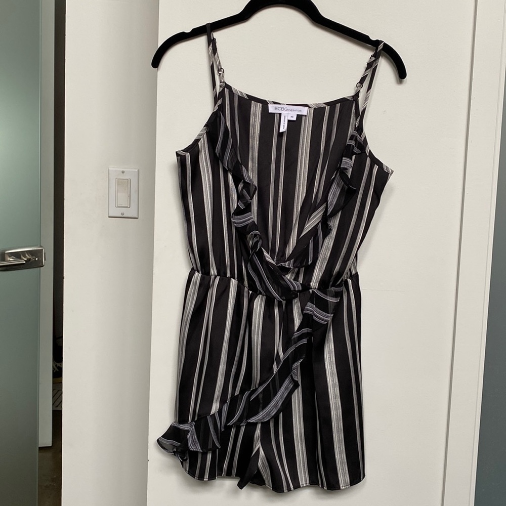 BCBGeneration black and white striped Romper size XS